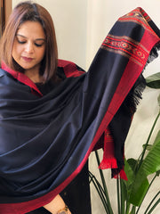 Black Woven Kullu Woollen Shawl
