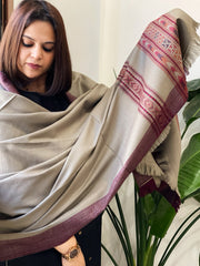 Brownish Grey Woven Kullu Woollen Shawl