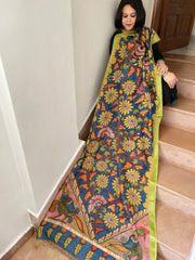 Handpainted Kalamkari Dupatta in Chanderi Silk