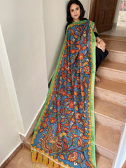 Handpainted Kalamkari Dupatta in Chanderi Silk