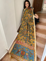 Handpainted Kalamkari Dupatta in Chanderi Silk