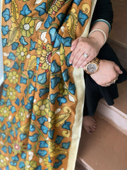 Handpainted Kalamkari Dupatta in Chanderi Silk