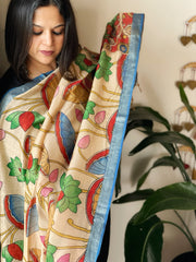 Handpainted Kalamkari Dupatta in Chanderi Silk