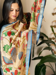 Handpainted Kalamkari Dupatta in Chanderi Silk