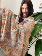 Lite Brown Woven Kaani Jaal Pashmina Stole