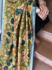 Handpainted Kalamkari Dupatta in Chanderi Silk