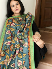 Handpainted Kalamkari Dupatta in Chanderi Silk