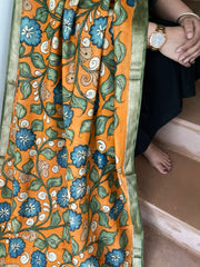 Handpainted Kalamkari Dupatta in Chanderi Silk