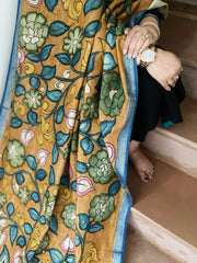 Handpainted Kalamkari Dupatta in Chanderi Silk