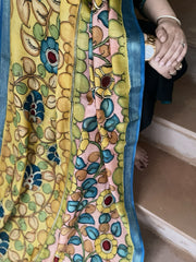 Handpainted Kalamkari Dupatta in Chanderi Silk