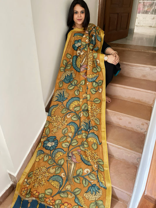 Handpainted Kalamkari Dupatta in Chanderi Silk