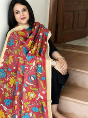 Handpainted Kalamkari Dupatta in Chennuri Silk