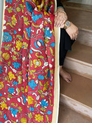 Handpainted Kalamkari Dupatta in Chennuri Silk