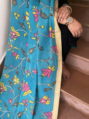 Handpainted Kalamkari Dupatta in Chennuri Silk