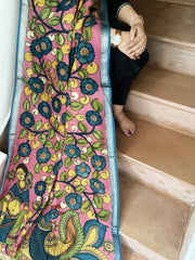 Handpainted Kalamkari Dupatta in Chanderi Silk