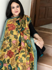 Handpainted Kalamkari Dupatta in Chanderi Silk