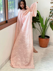 Peachish Pink Kashmiri Aari Embroidery dupatta in Mul