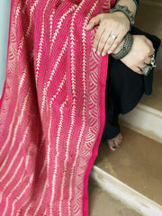 Pink Handmade Kantha Dupatta in Silk