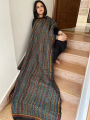 Black Handmade Kantha Dupatta in Silk
