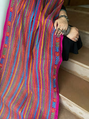 Pink Handmade Kantha Dupatta in Silk
