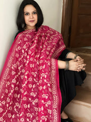 Pink Handmade Kantha Dupatta in Silk