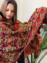 Black Kashmiri Aari Embroidery dupatta in Georgette