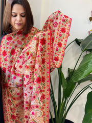 Peach Kashmiri Aari Embroidery dupatta in Georgette