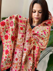 Peach Kashmiri Aari Embroidery dupatta in Georgette