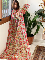 Grey Kashmiri Aari Embroidery dupatta in Georgette