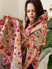 Grey Kashmiri Aari Embroidery dupatta in Georgette