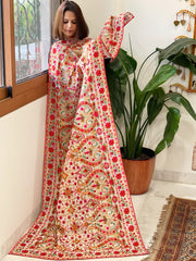 Ivory Kashmiri Aari Embroidery dupatta in Georgette