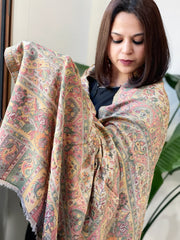Lite Brown Woven Kaani Jaal Pashmina Stole
