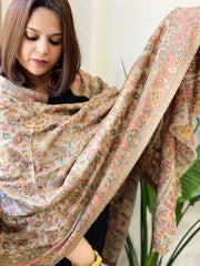 Lite Brown Woven Kaani Jaal Pashmina Stole
