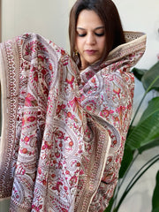 White Kashmiri Aari Thread & Sequin Embroidery dupatta in Georgette