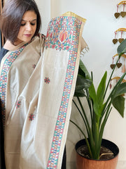 Handpainted Madhubani Dupatta in Pure Chanderi Silk