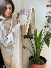 Handpainted Madhubani Dupatta in Pure Chanderi Silk