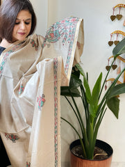 Handpainted Madhubani Dupatta in Pure Chanderi Silk