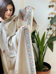 Handpainted Madhubani Dupatta in Pure Chanderi Silk