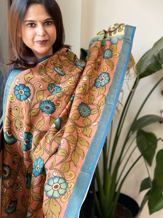 Handpainted Kalamkari Dupatta in Chanderi Silk
