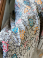 Grey Woven Pashmina Kaani Shawl with Thread Embroidery