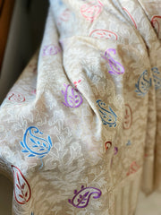 Ivory, Beige Woven Pashmina Kaani Shawl with Thread Embroidery