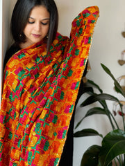 Handmade Bagh Phulkari Dupatta in Crepe