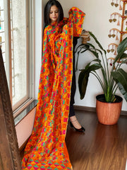 Handmade Bagh Phulkari Dupatta in Crepe