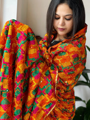 Handmade Bagh Phulkari Dupatta in Crepe