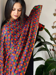 Handmade Bagh Phulkari Dupatta in Crepe