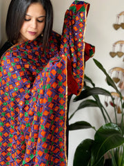 Handmade Bagh Phulkari Dupatta in Crepe