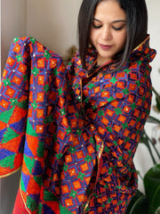 Handmade Bagh Phulkari Dupatta in Crepe