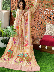 Antique Rose Rai Bandhej Dupatta with Meenakari Jaal design in Georgette