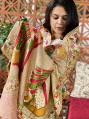 Antique Rose Rai Bandhej Dupatta with Meenakari Jaal design in Georgette