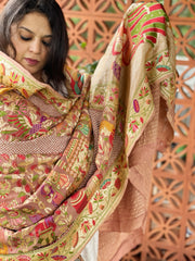 Antique Rose Rai Bandhej Dupatta with Meenakari Jaal design in Georgette